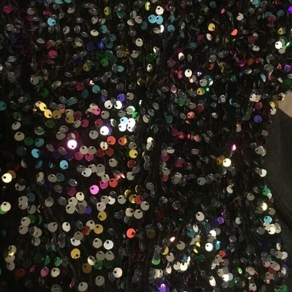 SHEIN Curve Sparkly Sequin Party Long 90s Sleeve Black Sweater Mini Dress 4X - Picture 7 of 9